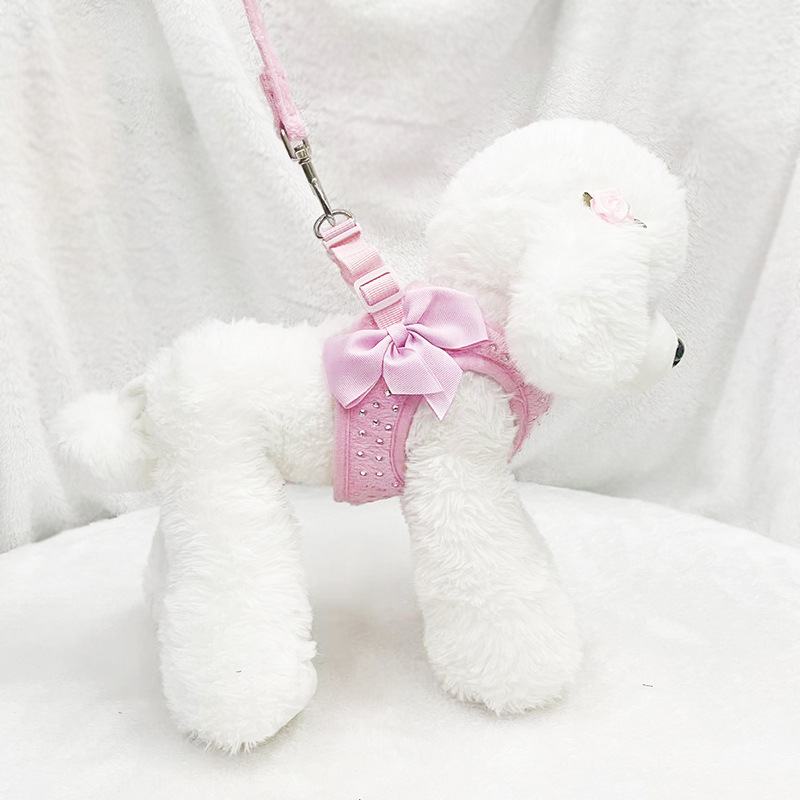 Sparkle Bow Pet Harness Leash Set for Dogs Cats
