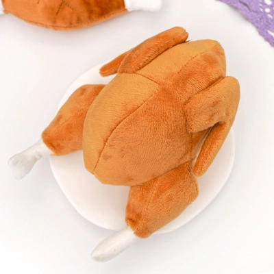 Squeaky Plush Turkey Dog Toy Cat Chew Fun 02