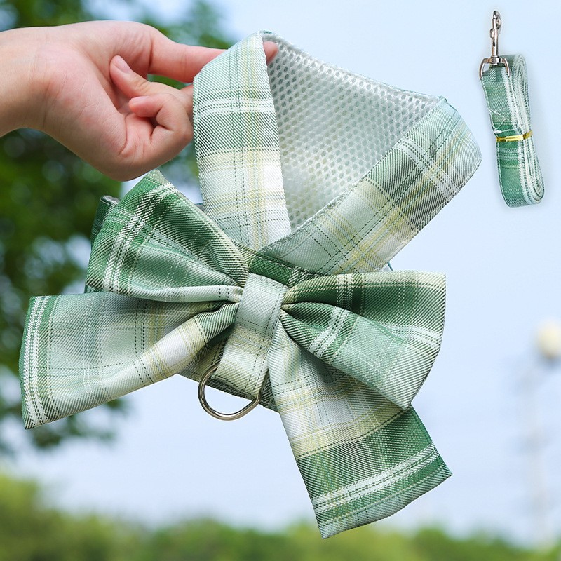 JK Style Plaid Pet Harness Leash Set