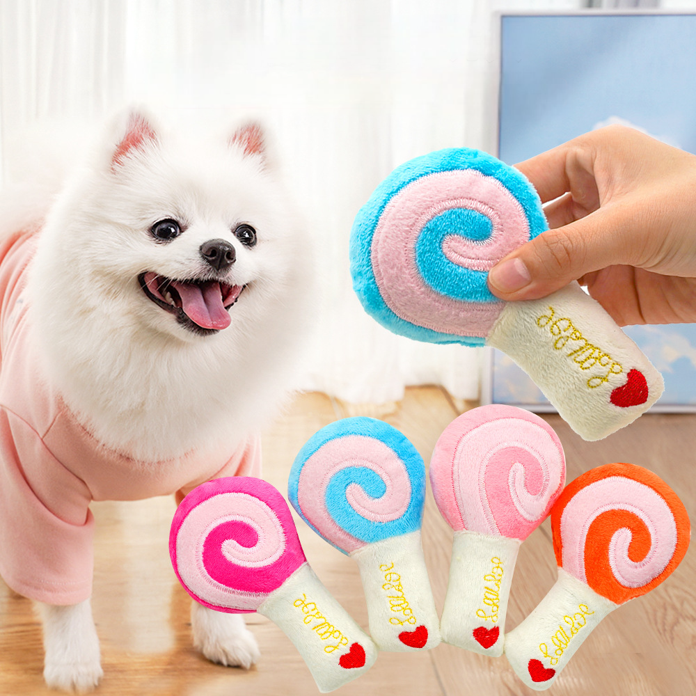 Colorful Lollipop Squeaky Plush Toy for Pets
