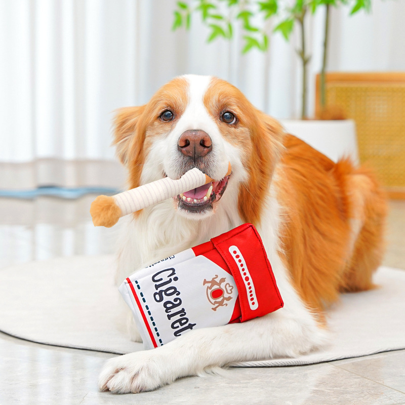 Realistic Cigarette Dog Cat Chew Toy with Squeaker