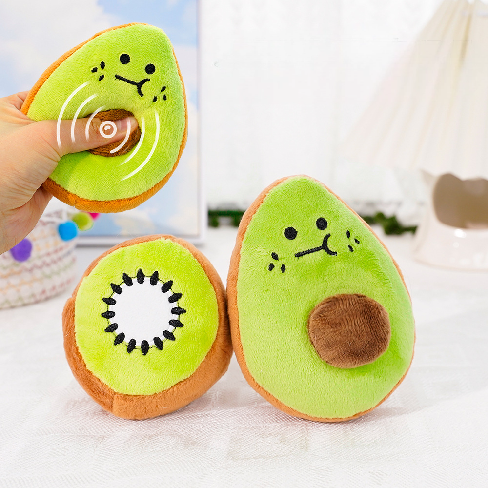 Avocado Kiwi Plush Squeaky Chew Toy Pets