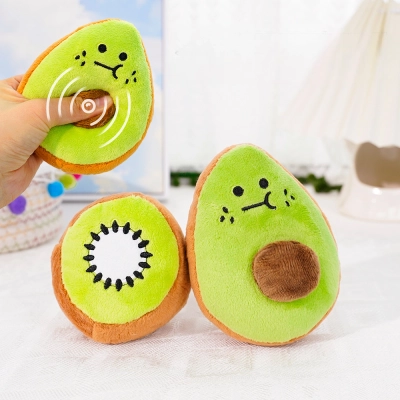 Avocado Kiwi Plush Squeaky Chew Toy Pets 01