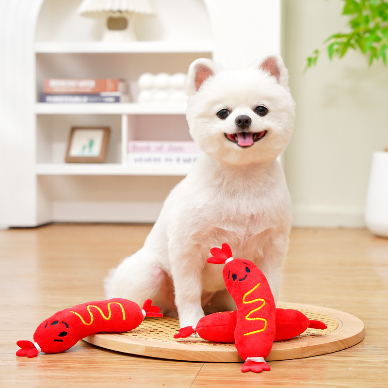Funny Sausage Plush Chew Toys with Squeaker for Pets