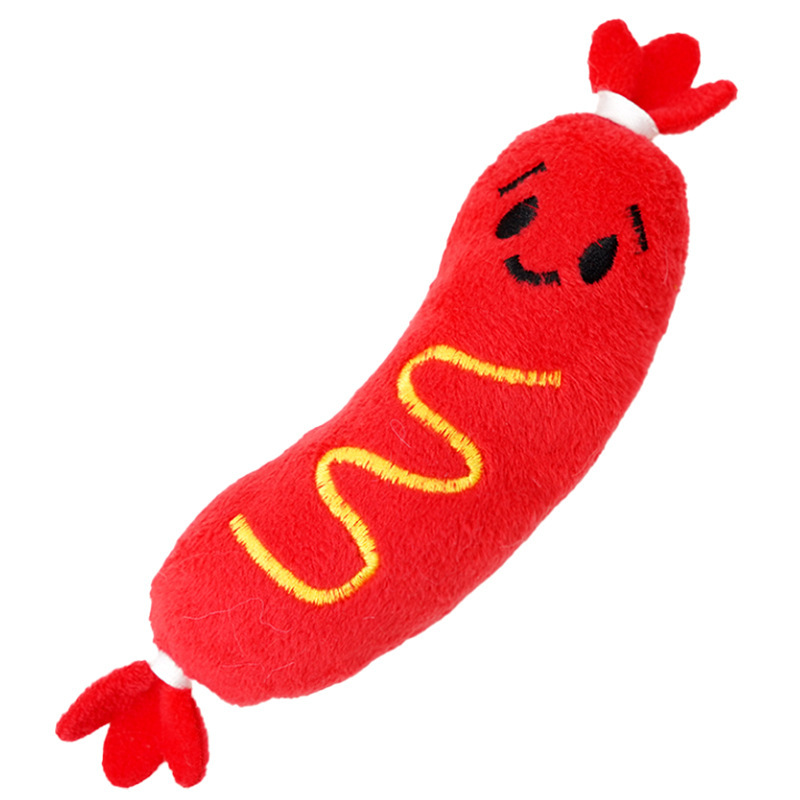 Funny Sausage Plush Chew Toys with Squeaker for Pets