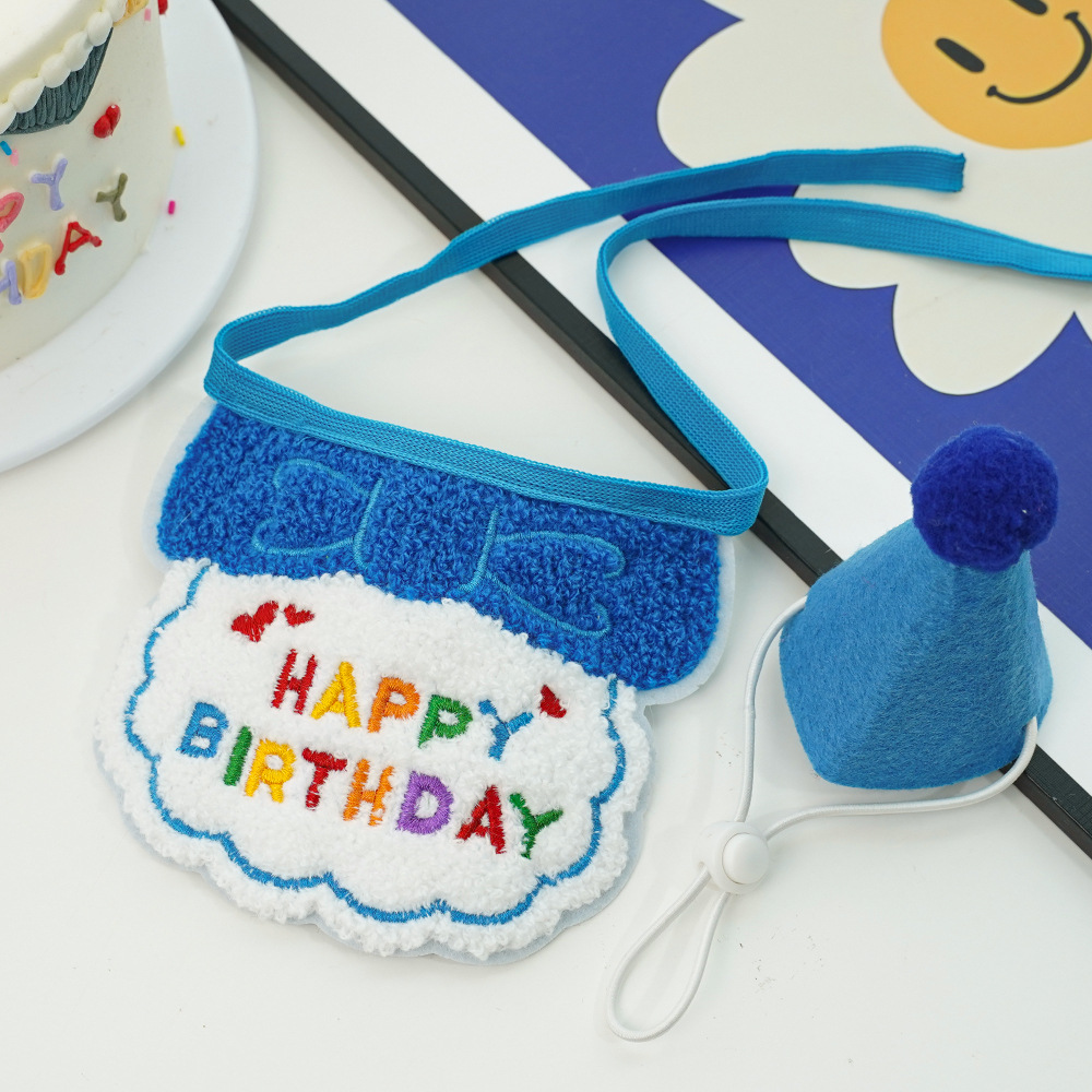 Colorful Birthday Bandana Hat Set for Pets Party