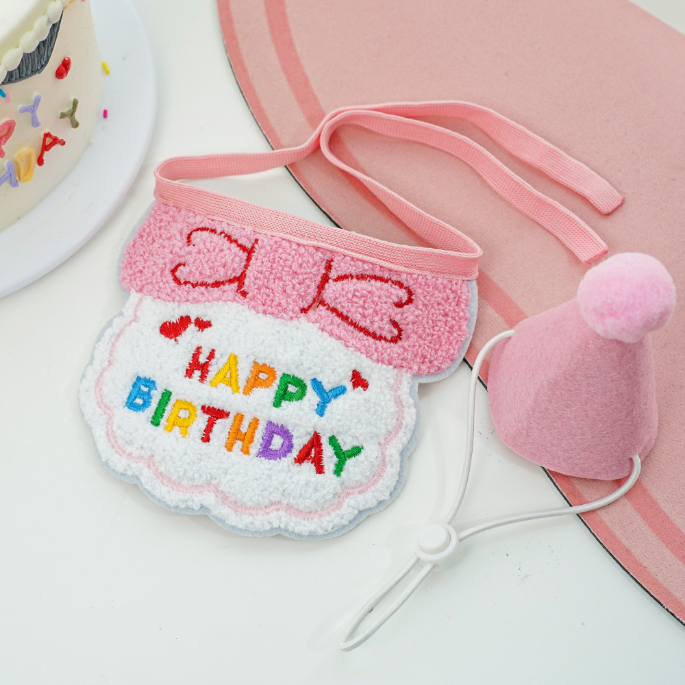 Colorful Birthday Bandana Hat Set for Pets Party