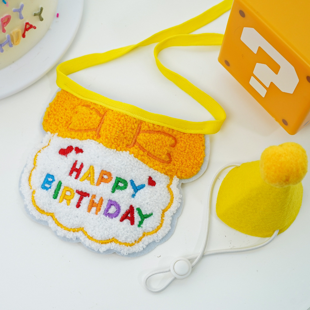 Colorful Birthday Bandana Hat Set for Pets Party