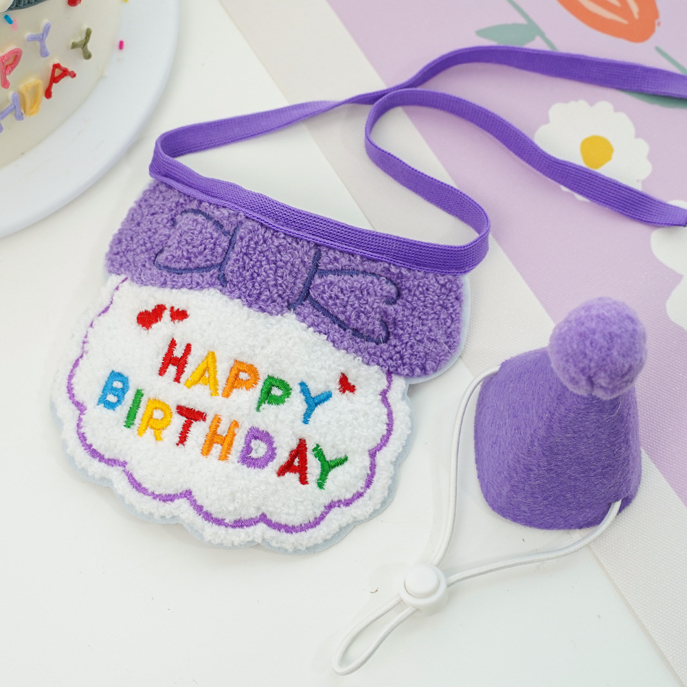 Colorful Birthday Bandana Hat Set for Pets Party