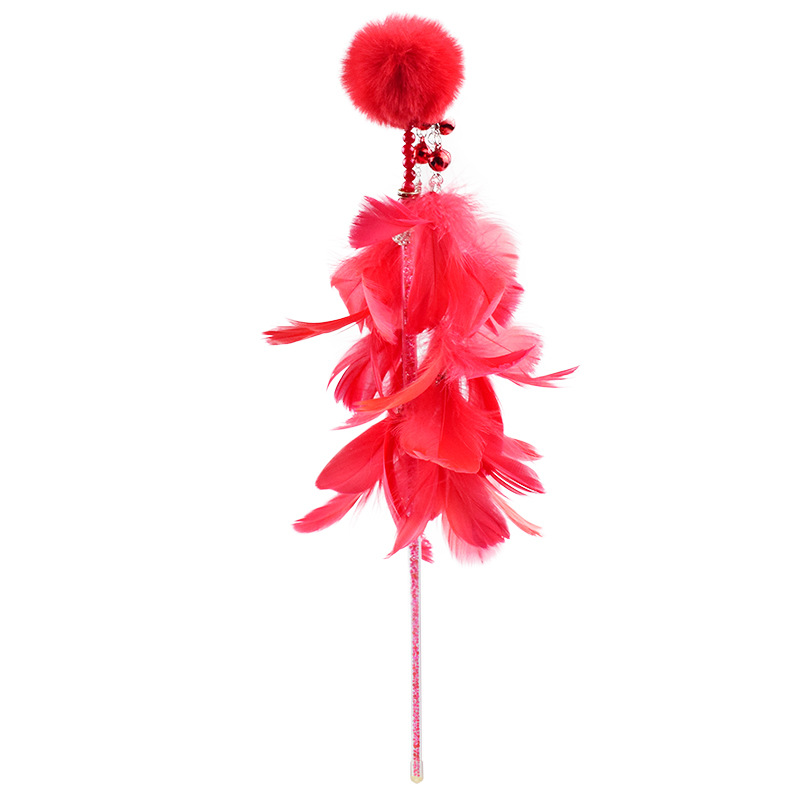 Magic Feather Wand Cat Toy Bell Teaser