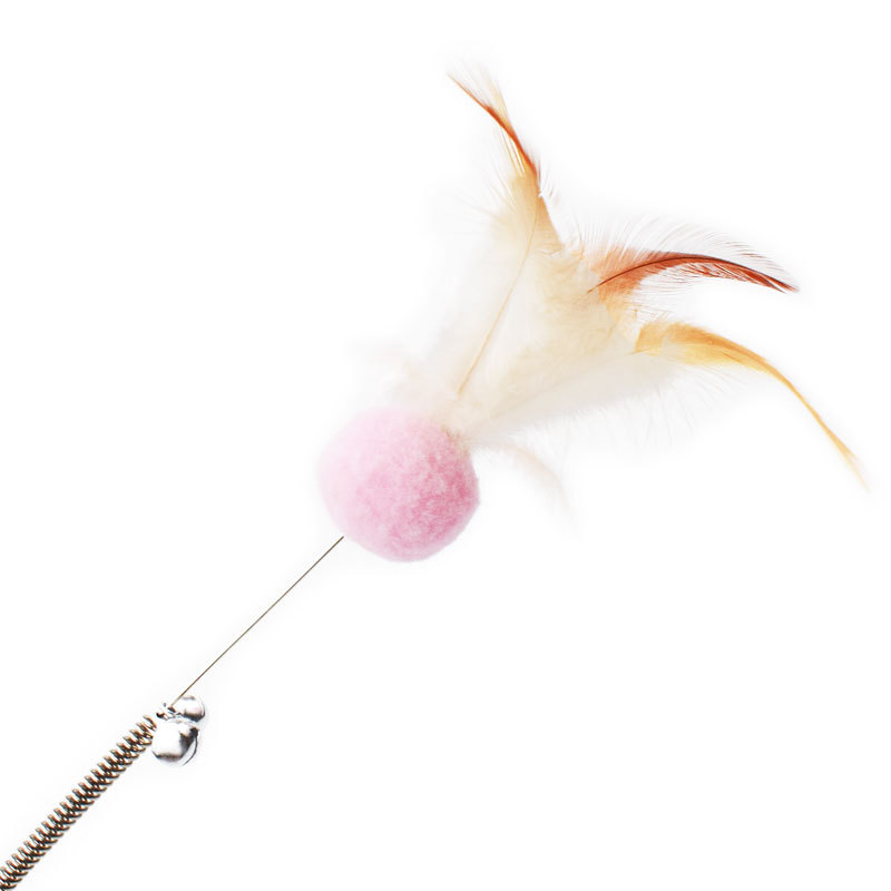 Candy Color Spring Wire Cat Teaser Feather Toy