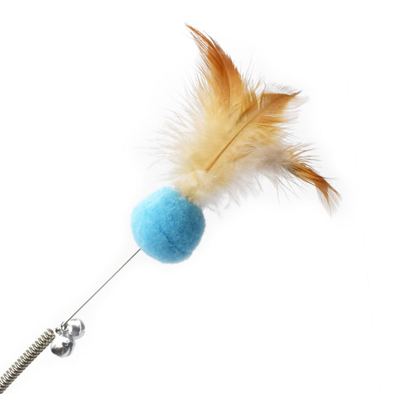 Candy Color Spring Wire Cat Teaser Feather Toy