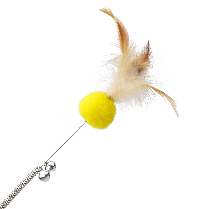 Candy Color Spring Wire Cat Teaser Feather Toy