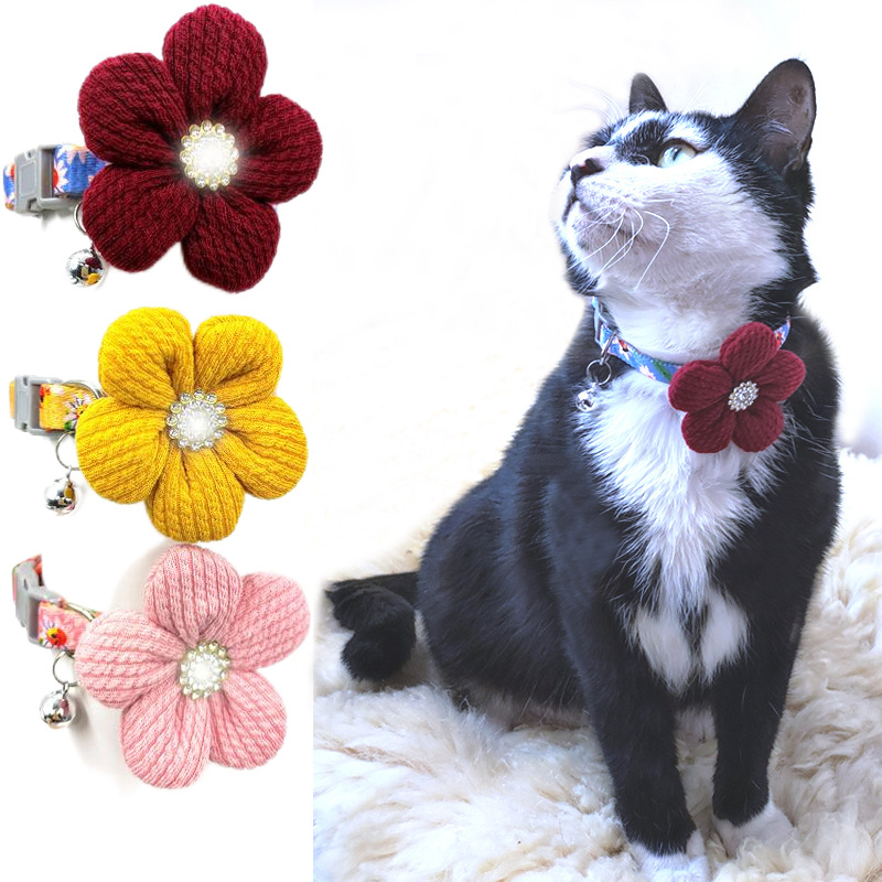 Floral Cat Collar Detachable Bell Flower Charm