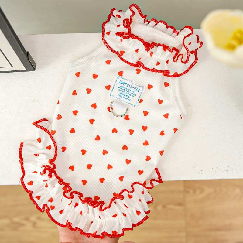 Floral Ruffle Pet Dress Summer Lightweight Outfit