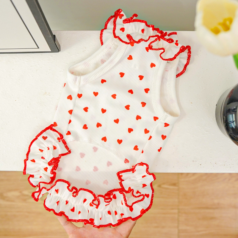 Floral Ruffle Pet Dress Summer Lightweight Outfit