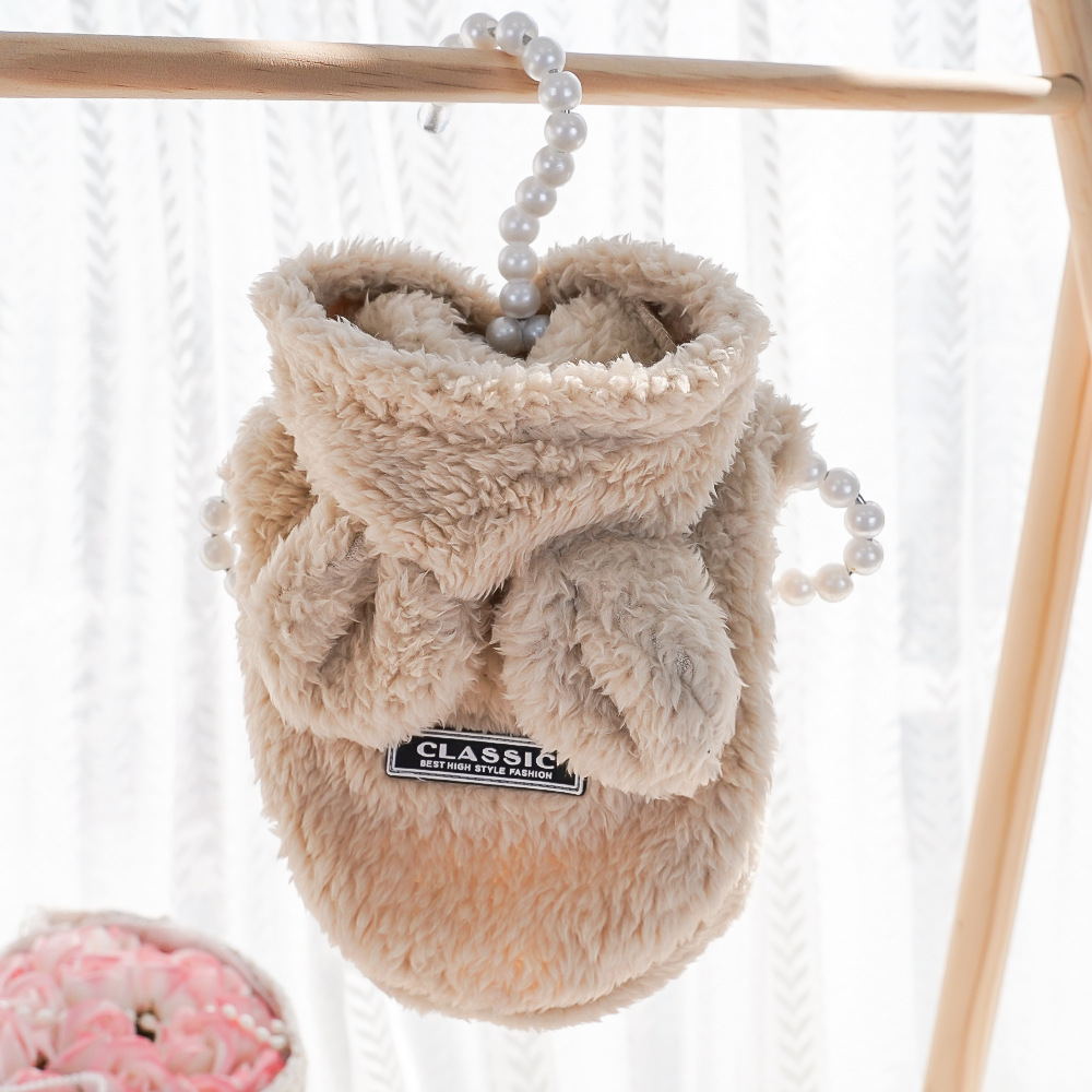 Plush Pet Hoodie Classic Label Pearl Hanger Set
