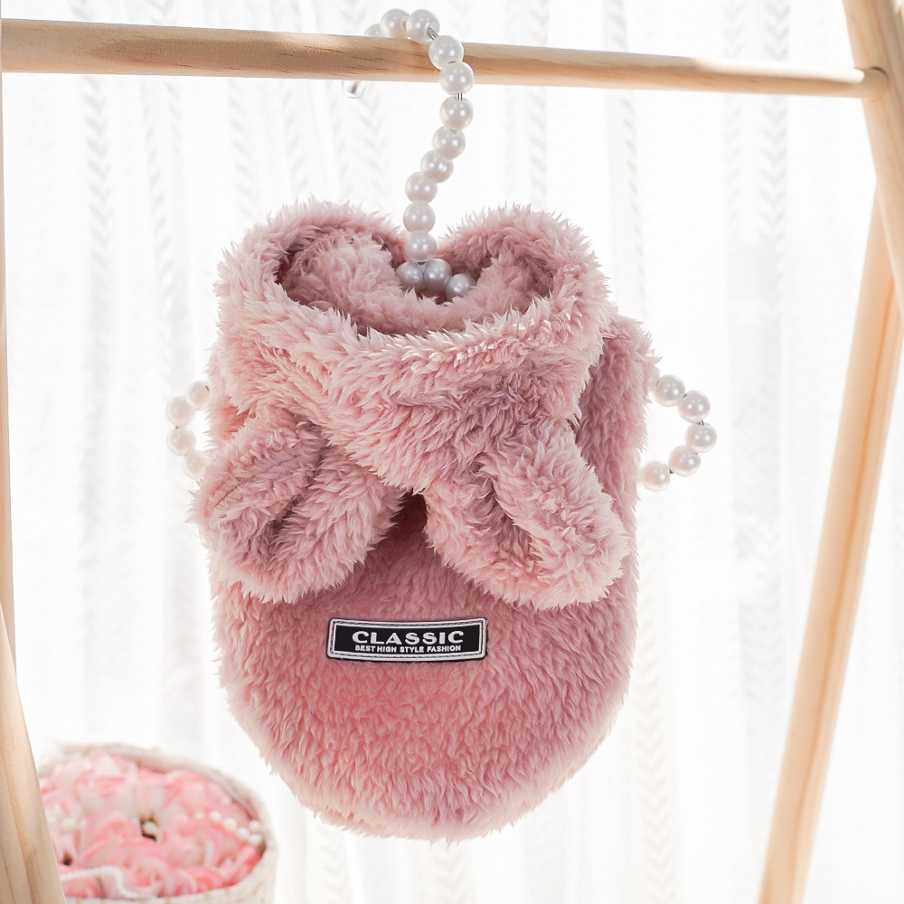 Plush Pet Hoodie Classic Label Pearl Hanger Set