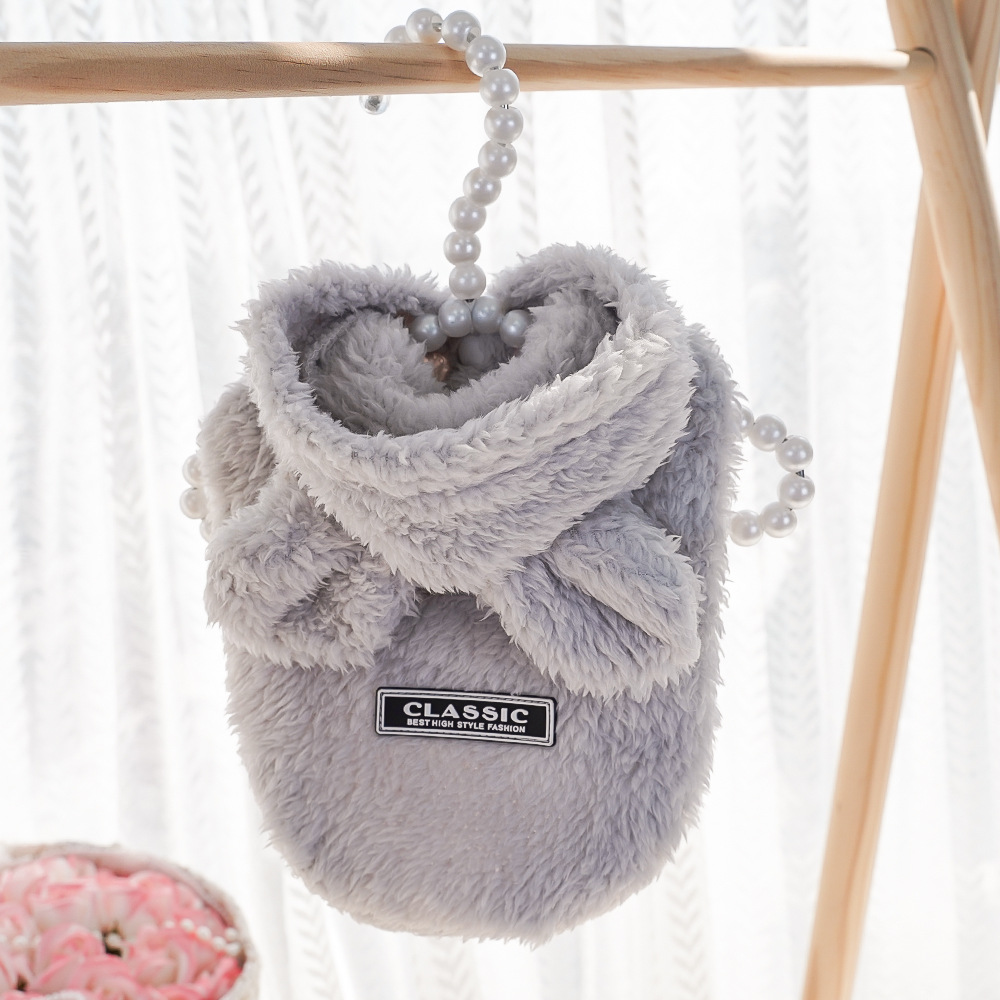 Plush Pet Hoodie Classic Label Pearl Hanger Set