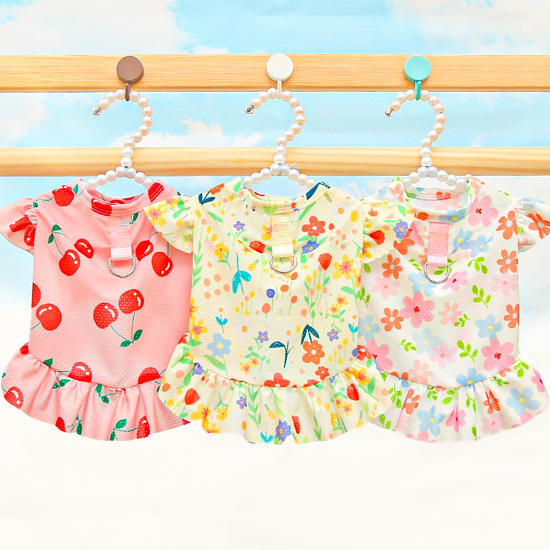 Floral Pet Sundress Ice Silk Summer Sleeveless Design