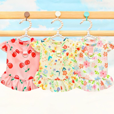 Floral Pet Sundress Ice Silk Summer Sleeveless Design 01