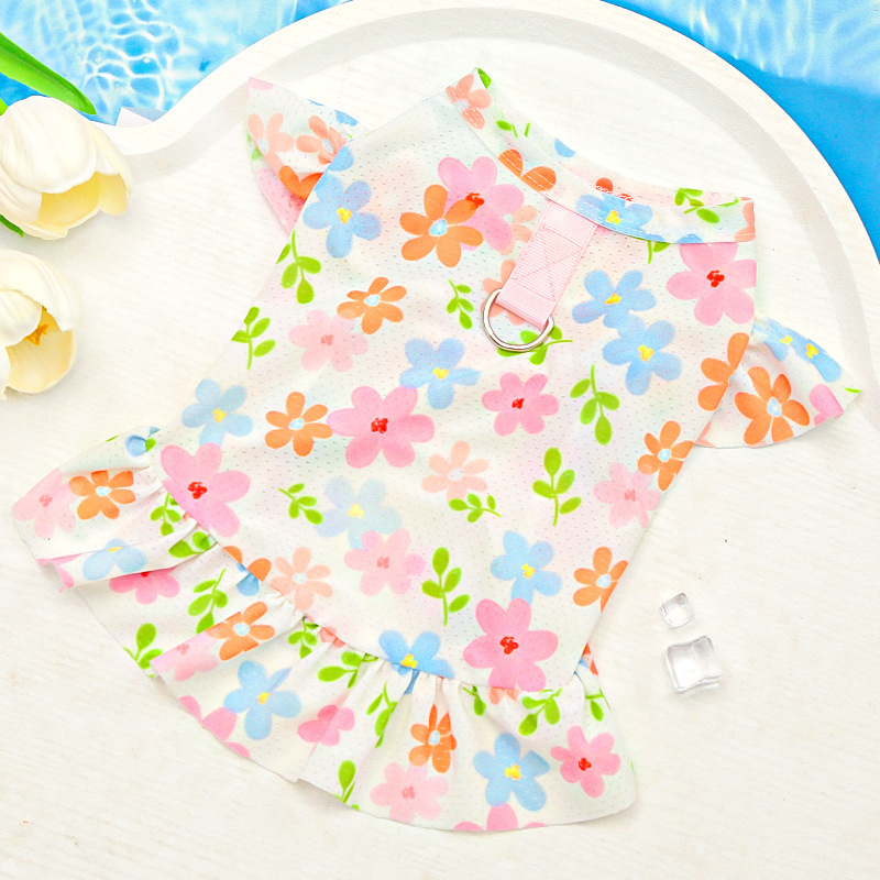 Floral Pet Sundress Ice Silk Summer Sleeveless Design