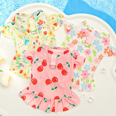 Floral Pet Sundress Ice Silk Summer Sleeveless Design 02