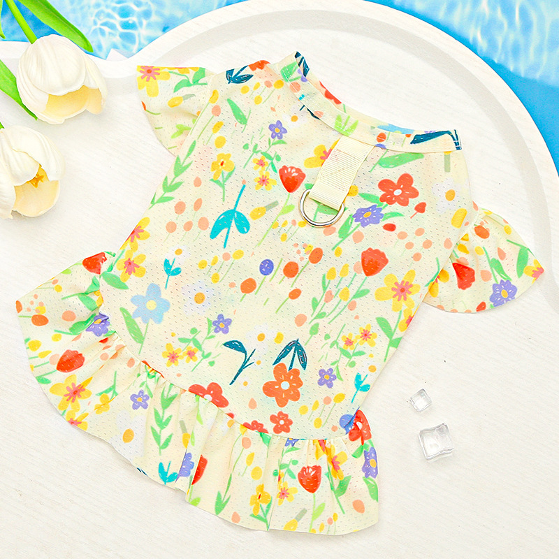 Floral Pet Sundress Ice Silk Summer Sleeveless Design