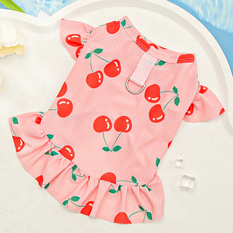 Floral Pet Sundress Ice Silk Summer Sleeveless Design