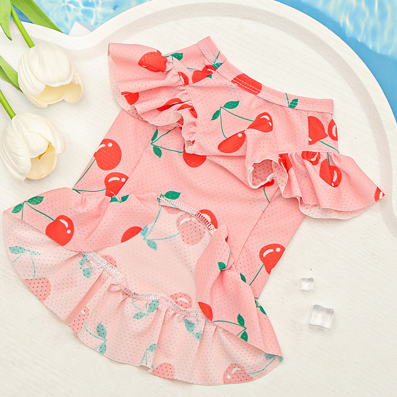 Floral Pet Sundress Ice Silk Summer Sleeveless Design