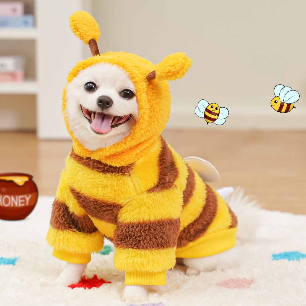 Bee Costume Pet Outfit Plush Warm Winter Wear