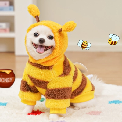 Bee Costume Pet Outfit Plush Warm Winter Wear 02