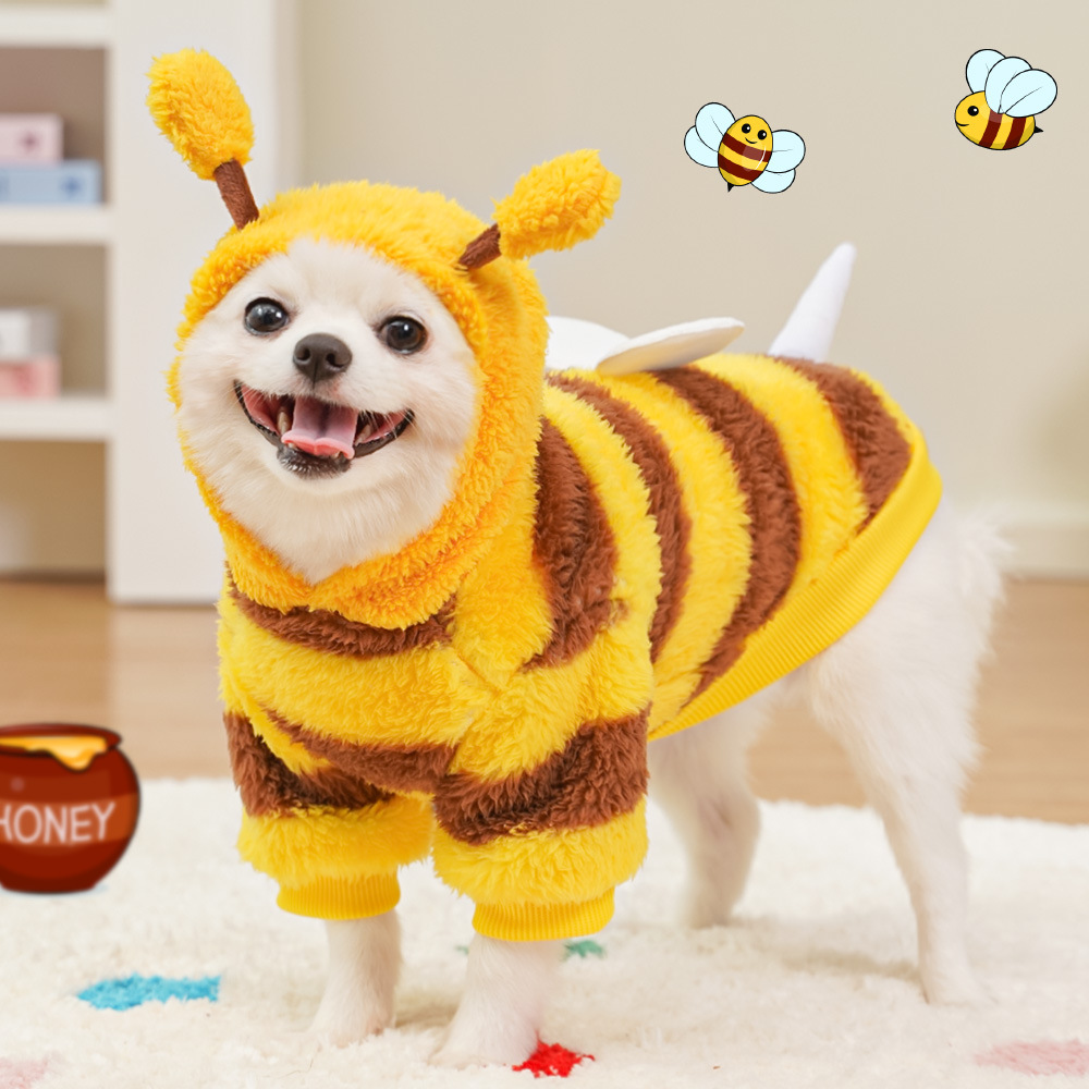 Bee Costume Pet Outfit Plush Warm Winter Wear
