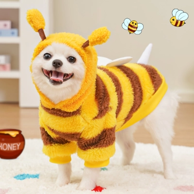 Bee Costume Pet Outfit Plush Warm Winter Wear 01