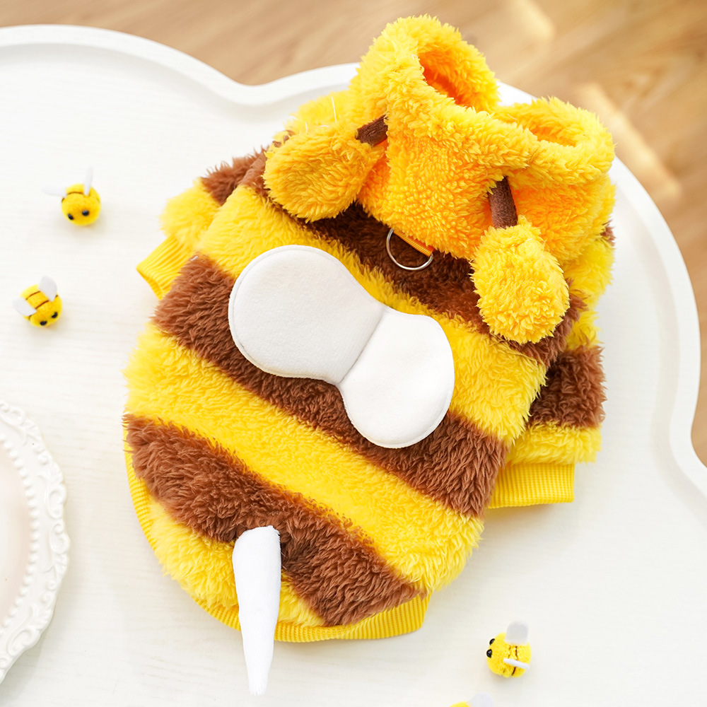 Bee Costume Pet Outfit Plush Warm Winter Wear