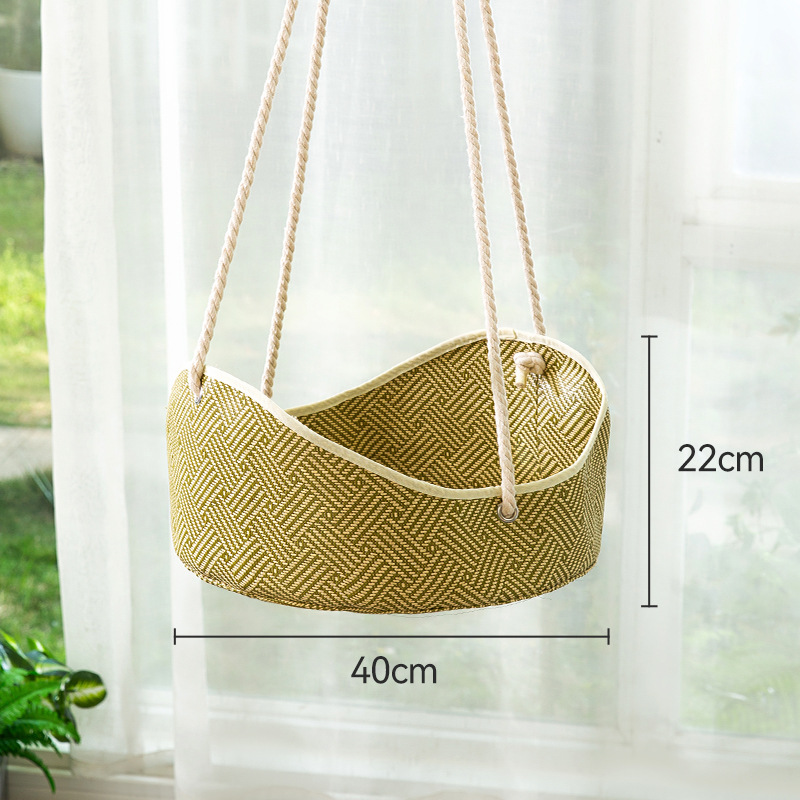 Handwoven Rattan Cat Bed Summer Cooling Hanging Hammock