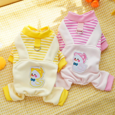 Duck Pattern Pet Hoodie Plush Warm Four Leg Outfit 01