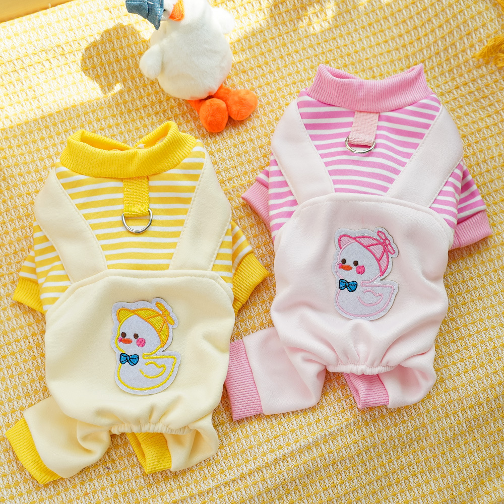 Duck Pattern Pet Hoodie Plush Warm Four Leg Outfit