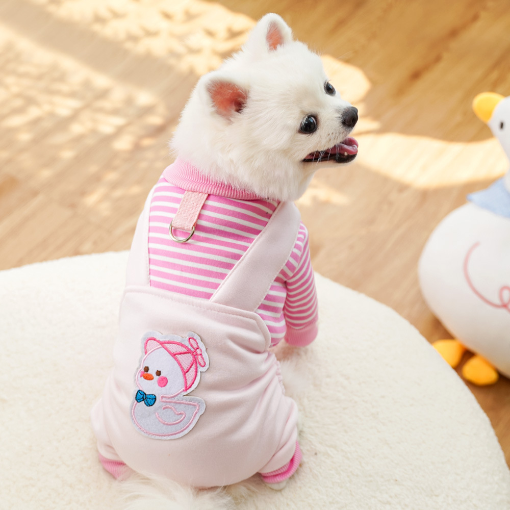 Duck Pattern Pet Hoodie Plush Warm Four Leg Outfit