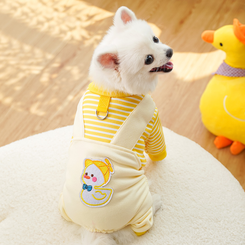 Duck Pattern Pet Hoodie Plush Warm Four Leg Outfit