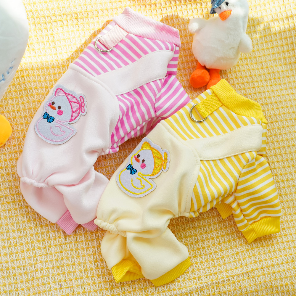 Duck Pattern Pet Hoodie Plush Warm Four Leg Outfit