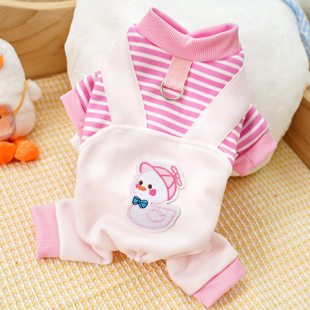 Duck Pattern Pet Hoodie Plush Warm Four Leg Outfit