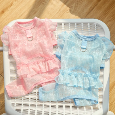 Pet Lace Dress Floral Embroidery Mesh Ruffle Outfit 01