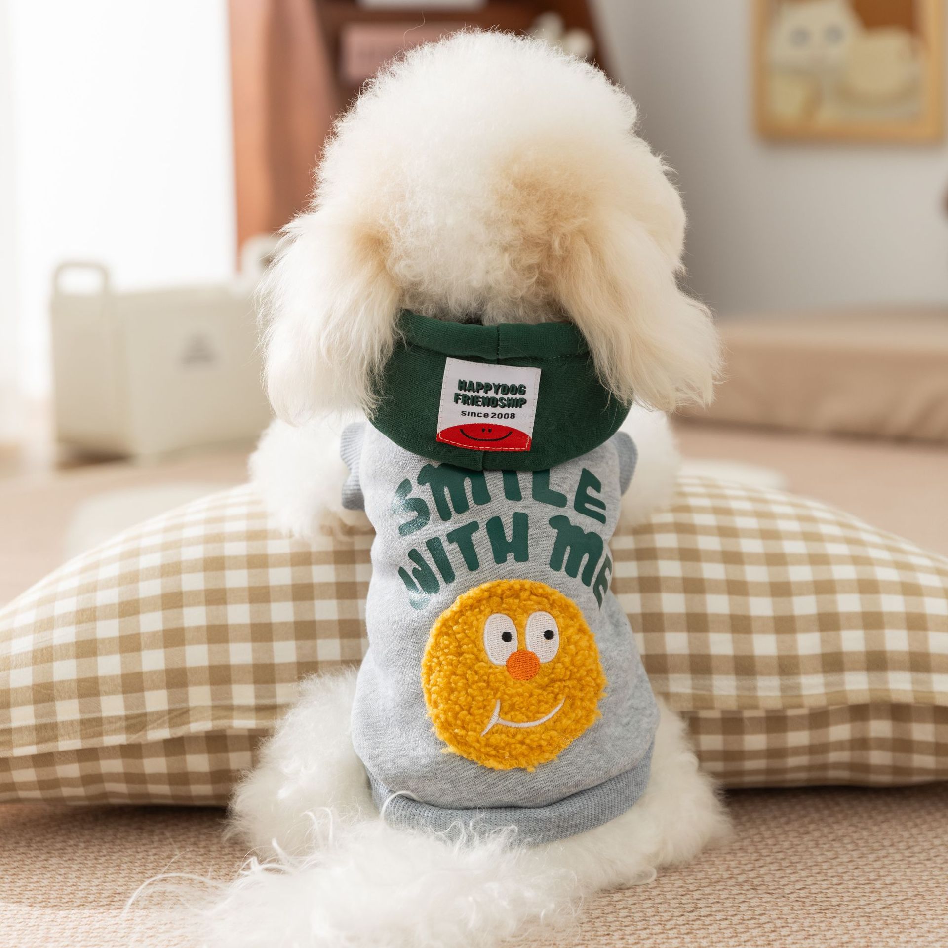 Pet Hoodie Smile Print Korean Style Two Leg Design