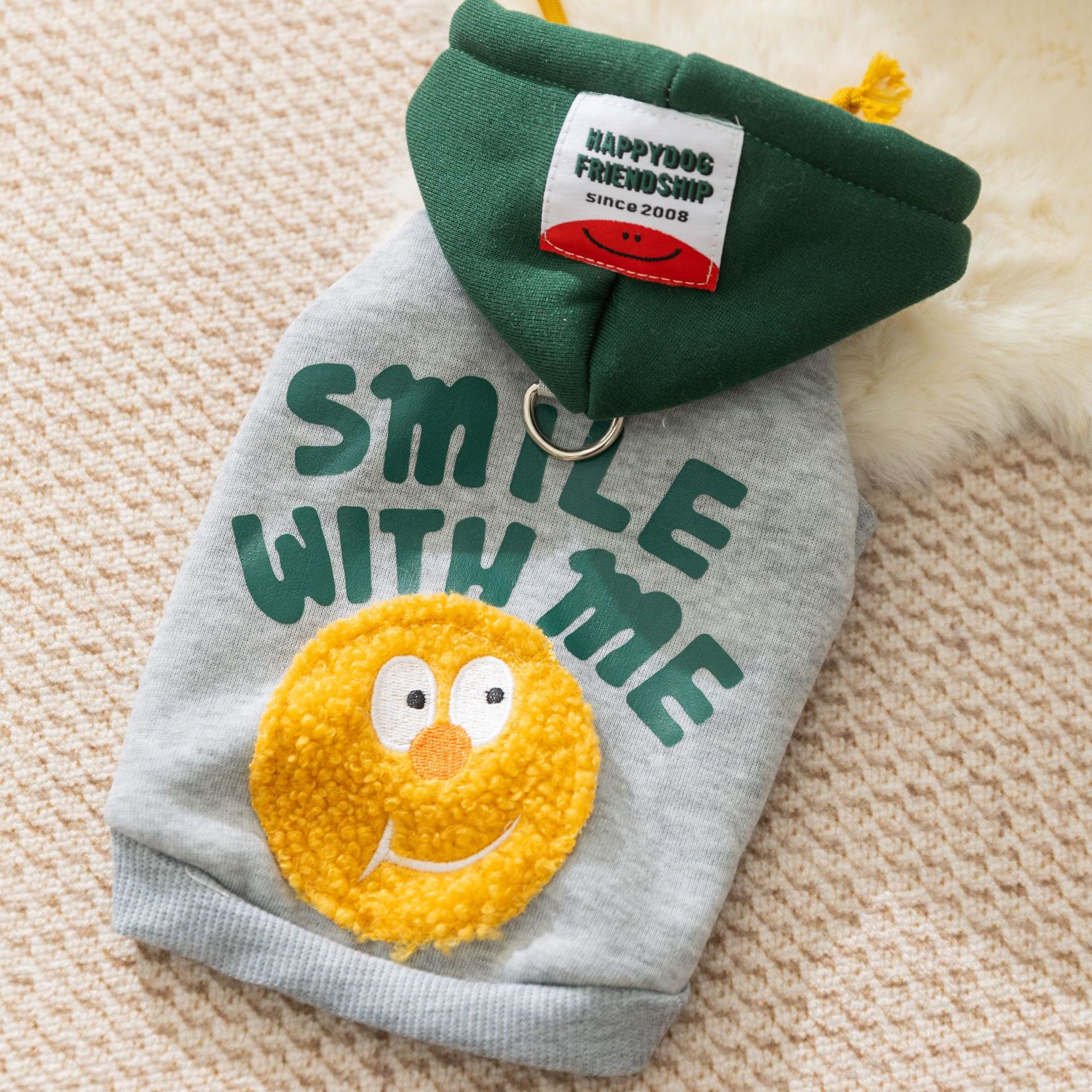 Pet Hoodie Smile Print Korean Style Two Leg Design
