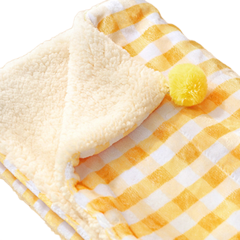 Plaid Pet Blanket Tassel Edge Double Layer Warmth