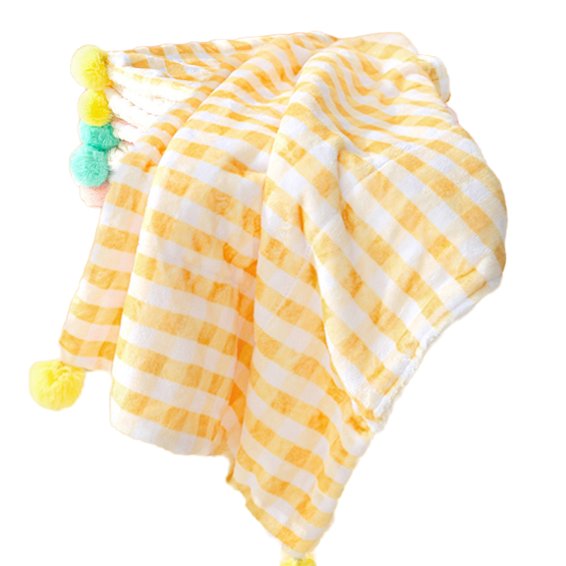 Plaid Pet Blanket Tassel Edge Double Layer Warmth