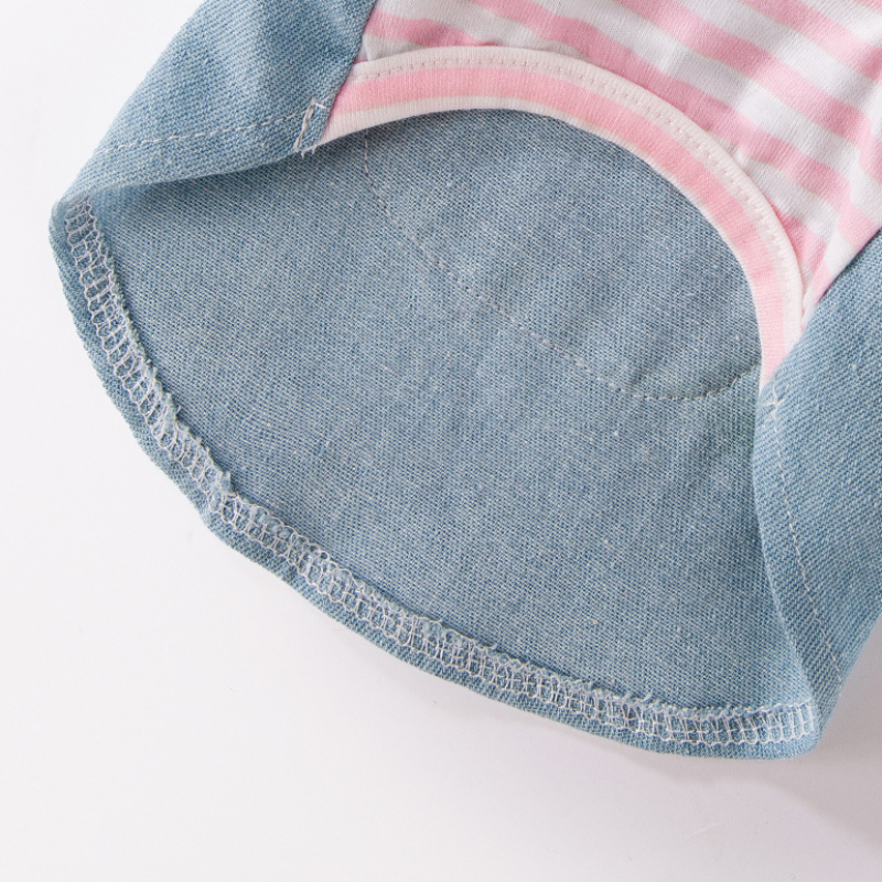 Denim Striped Pet Sundress Detachable Pullover Sleeveless Design
