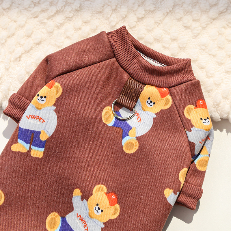 Bear Pattern Pet Hoodie Thin Fleece Autumn Winter Wear