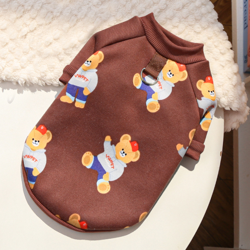 Bear Pattern Pet Hoodie Thin Fleece Autumn Winter Wear
